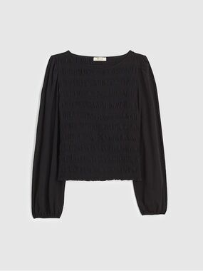 nwt madewell smocked boatneck top in jet black S $88